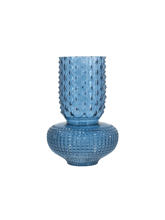 Artekko Decorative Vase Glassy Blue 21.5x21.5x32.6cm