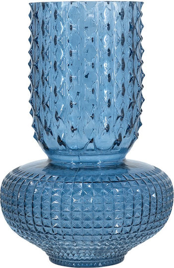 Artekko Decorative Vase Glassy Blue 21.5x21.5x32.6cm