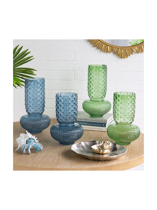 Artekko Decorative Vase Glassy Blue 21.5x21.5x32.6cm