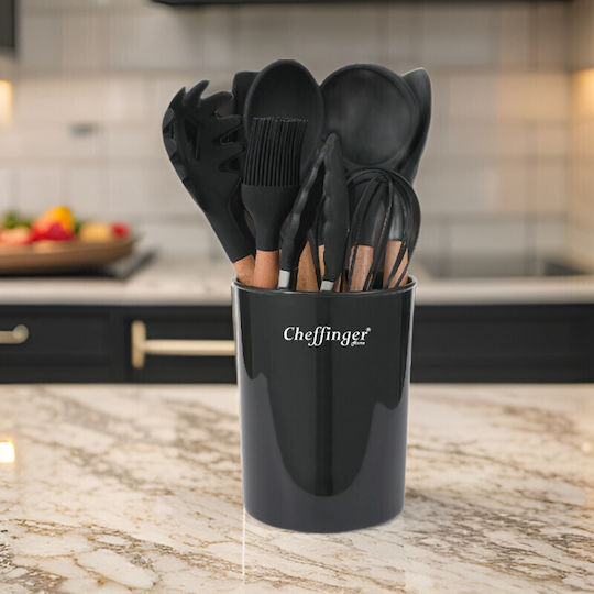 Cheffinger Set de Gătit din Silicon cu Suport 12buc Negru