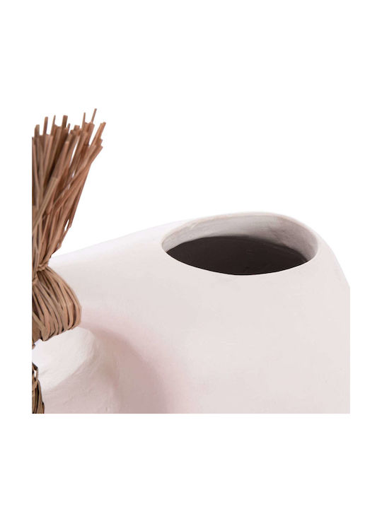 Tabletop Decor Fb94671.02 White Terracotta & Grass--44x18x50cm
