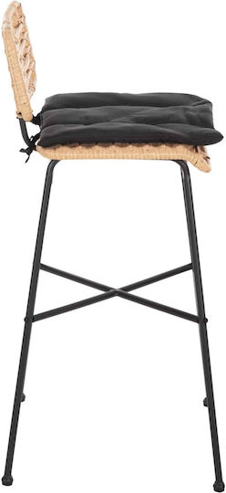 Stool for Bar Outdoor Black-wicker Beige 48x49x99.5cm