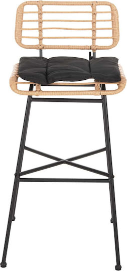 Σκαμπό Μπαρ Rattan Μαύρο-wicker Μπεζ 48x49x99.5cm Σκαμπό Μπαρ Rattan Μαύρο-wicker Μπεζ 48x49x99.5cm
