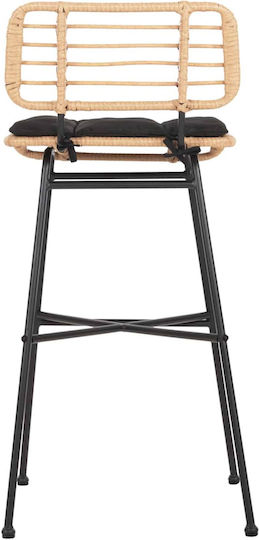 Stool for Bar Outdoor Black-wicker Beige 48x49x99.5cm
