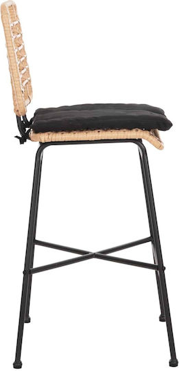 Stool for Bar Outdoor Black-wicker Beige 46x46x99cm