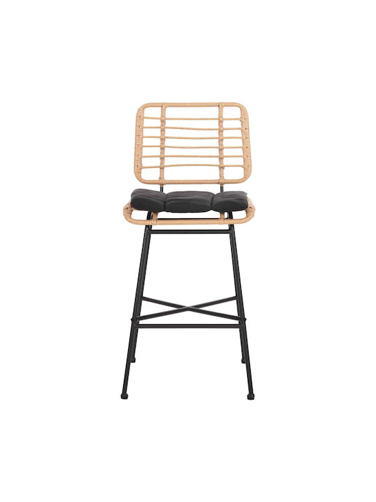 Scaun De Bar Din Rattan Negru Wicker Bej 46x46x99cm Scaun De Bar Din Rattan Negru Wicker Bej 46x46x99cm