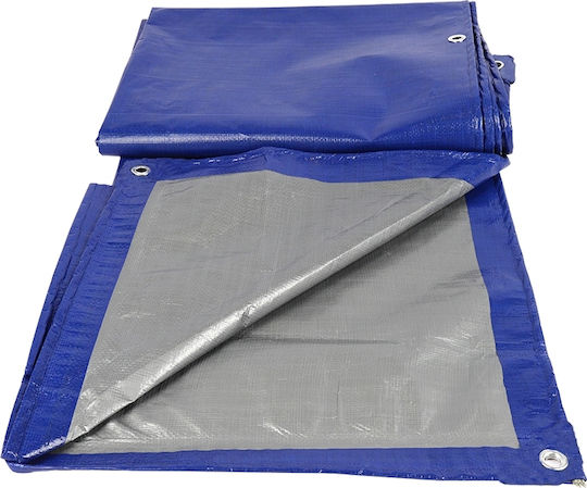 Pânză Impermeabilă 2x2m 140g/m² Densitate Inele De Prindere Albastru Gri