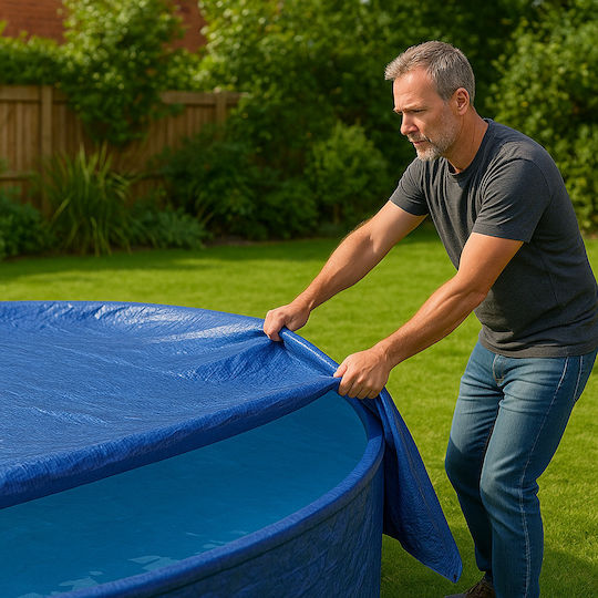 Waterproof Round Tarp 120g/m² Diameter 4.5m Blue