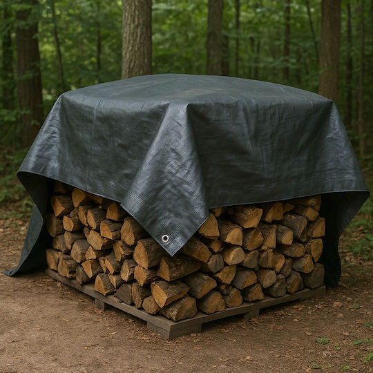 Pânză Impermeabilă 4x6m 200g/m² Densitate Inele De Fixare Gri Închis