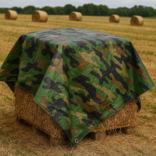 Pânză De Acoperire Impermeabilă Camuflaj Militar 2x4m Inele De Prindere 80g/m²