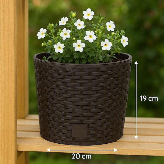 SGTT Plastic Round Pot Brown 19x19cm