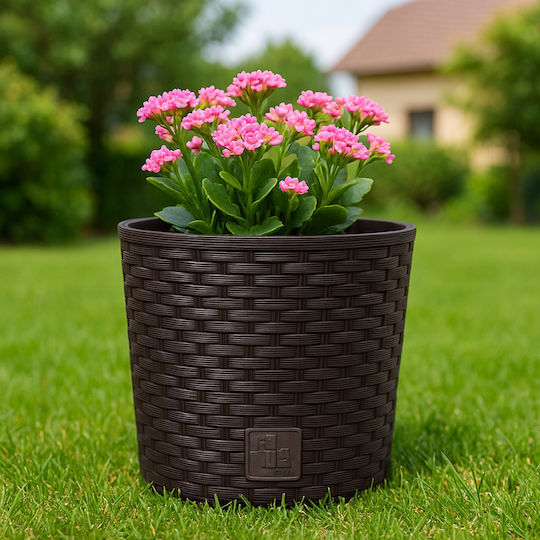 SGTT Plastic Round Pot Brown 19x19cm