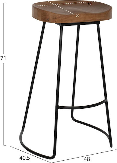 Taburet de bar Negru-Natural 48x40x70 cm