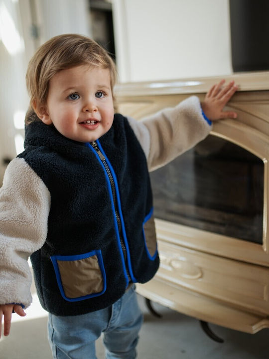 Kids Quilted Double Sided Jacket with Hood Blue