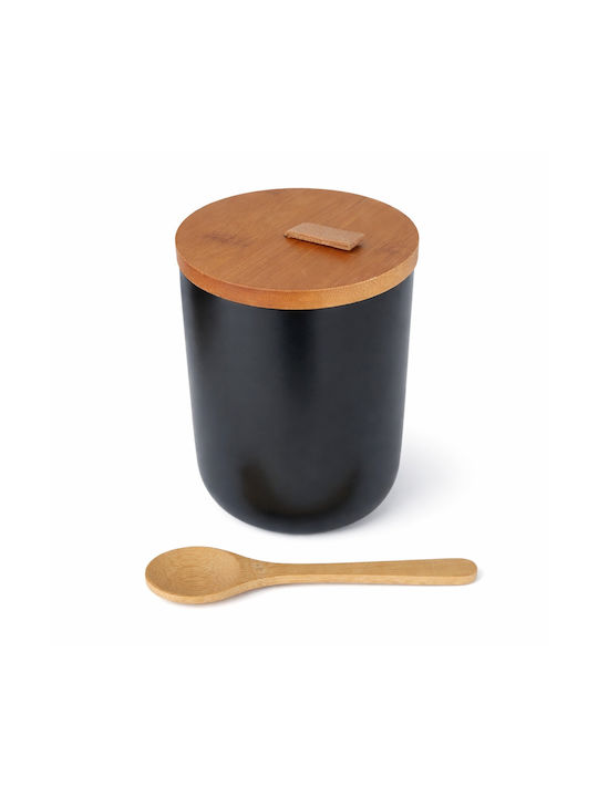 Set of 2 Coffee Sugar Jars with Lid and Stand Made of Brown Porcelain 10.5x14.5cm 2 Pieces