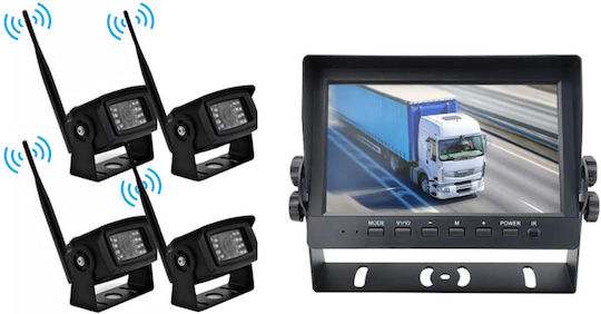 Kit 2 Camere Supraveghere Auto Wireless 5mp Metalice Ir Monitor 7 Inch Camioane Autobuze 12v-24v