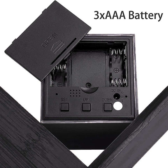 Uncle George Tabletop Digital Clock LED Wooden with Alarm Clock Black 01.06.04-0010-BLK