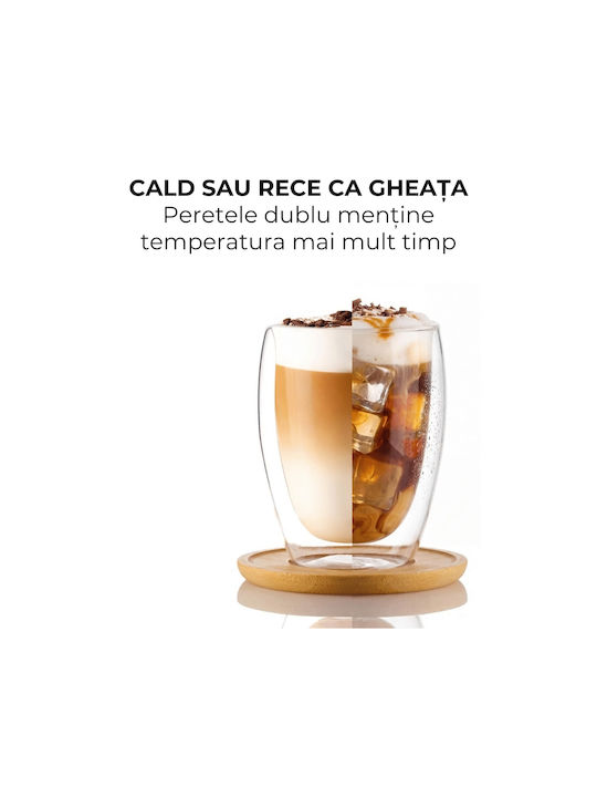 Miamio Set Pahare Cafea Freddo Din Sticlă Maro 350ml 6 Bucăți