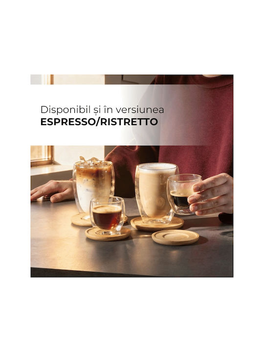 Miamio Set Pahare Cafea Freddo Din Sticlă Maro 350ml 6 Bucăți