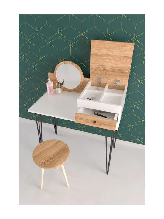 White Makeup Dressing Table With Drawers 80x50x71 Cm