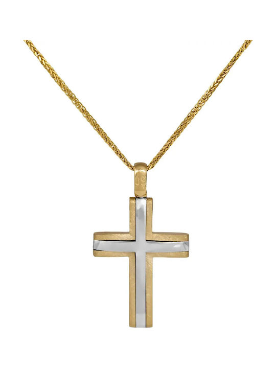 Gold Cross 14K Double Sided with Crucified with Chain