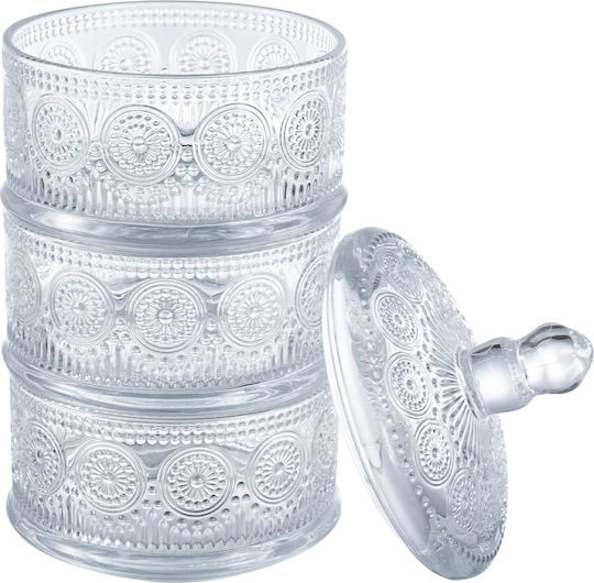 Μπισκοτιερα 3θεσεων Γυαλινη Φ12,5χ25,5cm