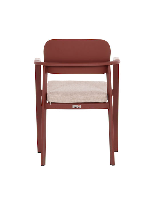 Elara Wooden Dining Armchair Terracotta 56x62x78cm