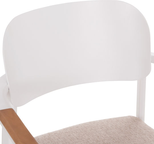 Elara Πολυθρόνα Τραπεζαρίας Ξύλινη Μπεζ 56x62x78εκ.