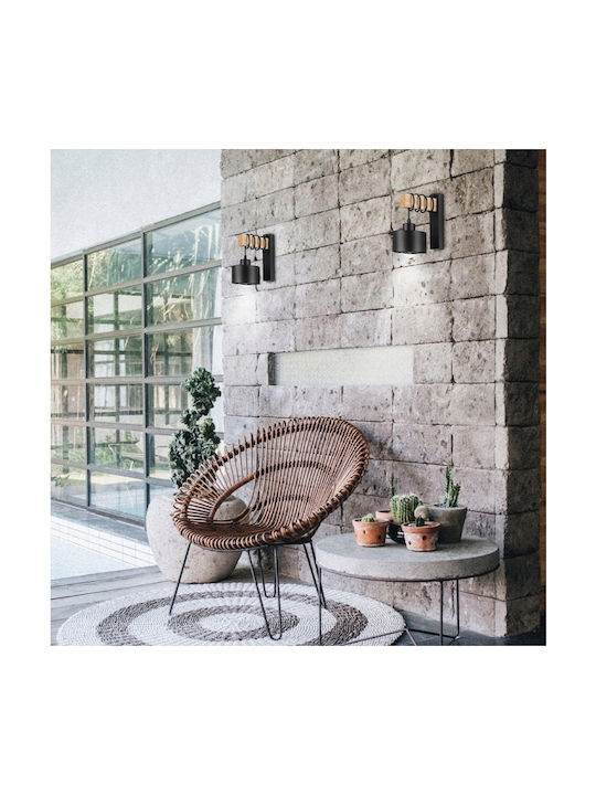 Lampa de Perete Modernă cu Soclu E27 Neagră 12x17x23cm