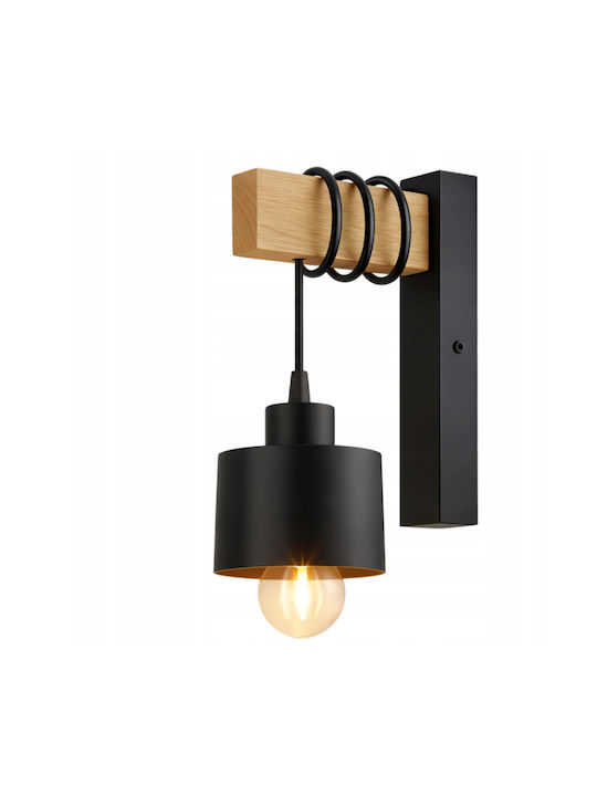Lampa de Perete Modernă cu Soclu E27 Neagră 12x17x23cm