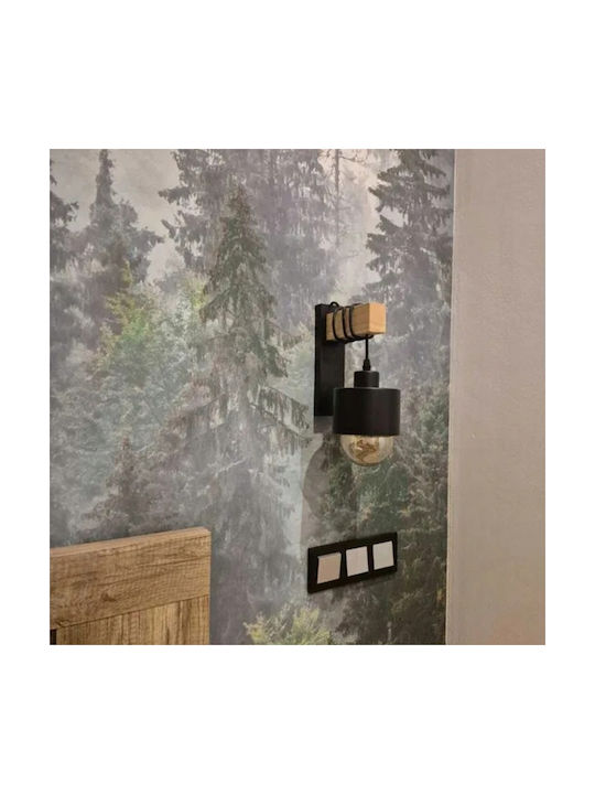 Lampa de Perete Modernă cu Soclu E27 Neagră 12x17x23cm