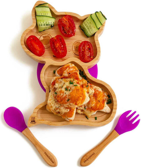 Pandaboo Kids Food Plate Made of Bamboo Orange