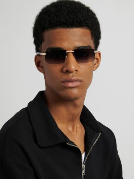 Boss Unisex Sunglasses with Gray Metallic Frame and Black Lenses Boss 1918/S V81/IR