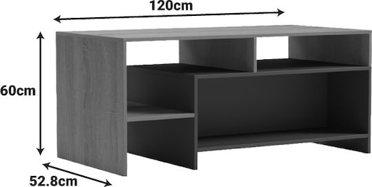 Măsuță Laterală Rectangulară Consa din Lemn Antracit L120xL60xÎ52.8cm