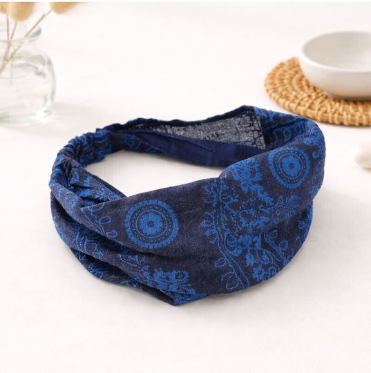 Ba 05 Baumwoll Haarband Mehrfarbig Blau