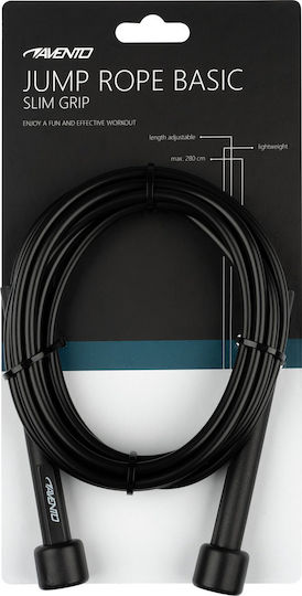 Avento PVC Adjustable Jump Rope with Ball Bearings Black 2.8m