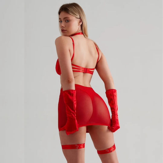 Kassiani Sexy Lingerie Set Mini Skirt Garters Underwire