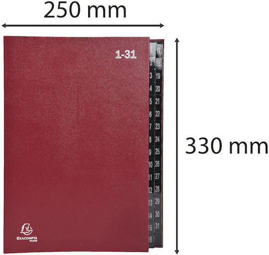 Exacompta 57035e Dosar De Birou Pentru Reciclare Ordonator Din Carton Extra Rezistent 1-31 Din A4 Cu Găuri De Vizualizare Și File Din Plastic Compartiment Organizer Dosar Index Roșu