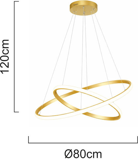 Powertech Pendant Ceiling Light Gold LED with Natural White Light 80x80x120cm