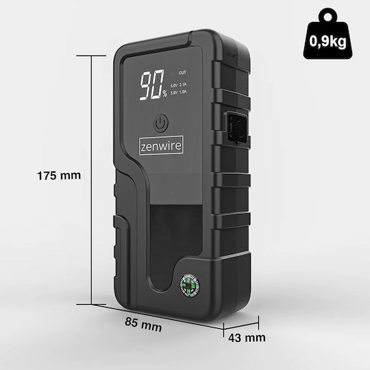Zenwire CY16 Преносим Стартер за Батерия за Кола и Мотоциклет 6400mAh с Захранваща Банка USB Стъкла 12V