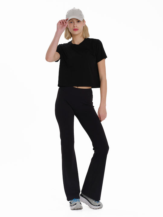 Γυναικείο Αθλητικό Crop T-shirt Μαύρο