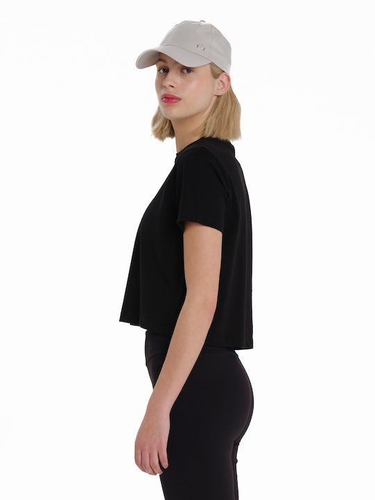 Γυναικείο Αθλητικό Crop T-shirt Μαύρο