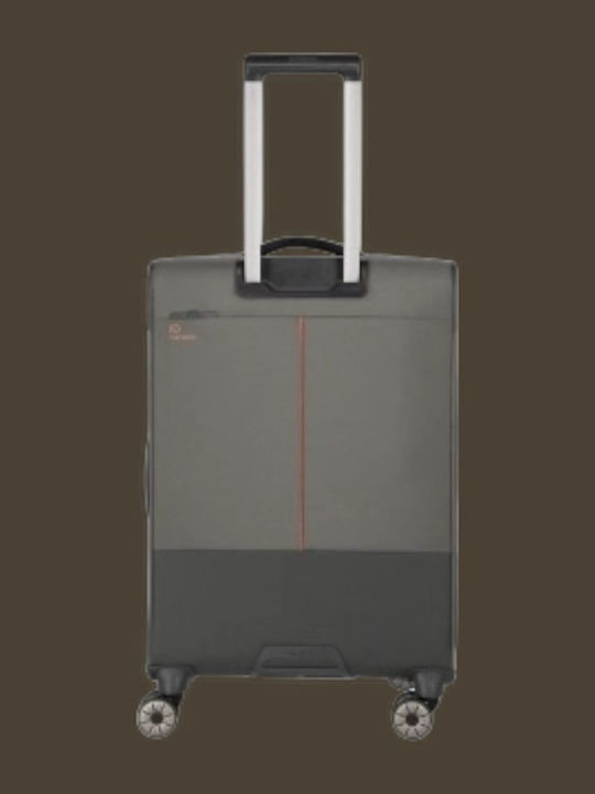 Travelite Medium Fabric Travel Suitcase Dark Olive with 4 Wheels Height 66cm 92948-86M