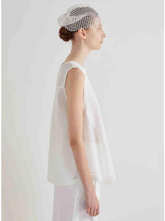 Women's Cotton Sleeveless White Blouse
