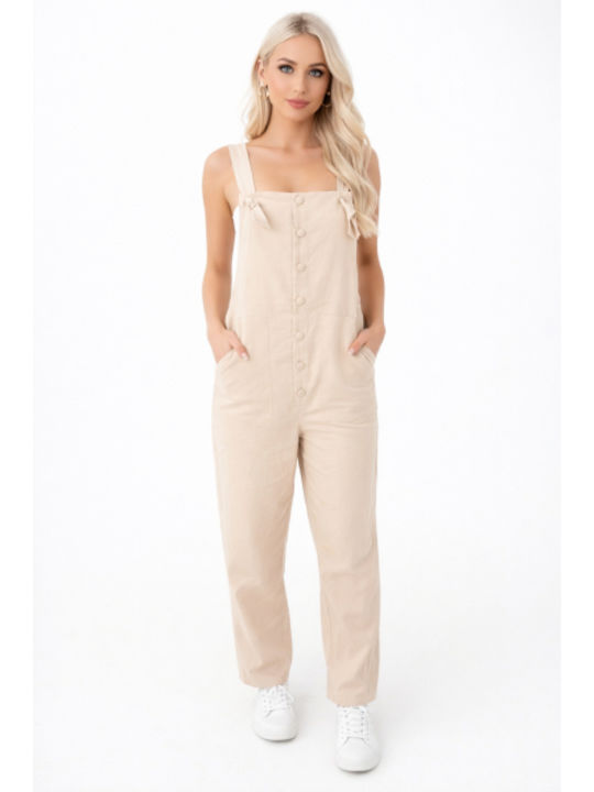 Women Sleeveless One-piece Jumpsuit Beige SL-ASD90927-26TS-Beige