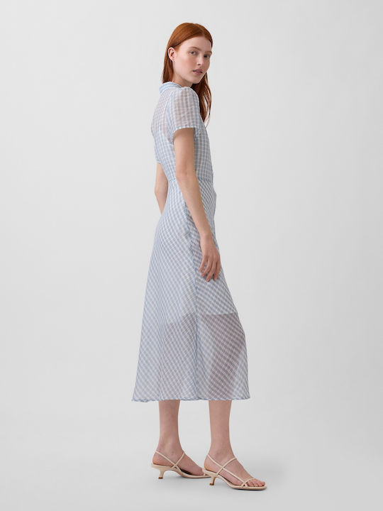 Κοντομάνικο Γυναικείο Πουκάμισο Blue Gingham Καρό