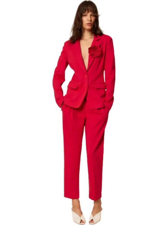 Pantaloni Dama Din Țesătură Magenta