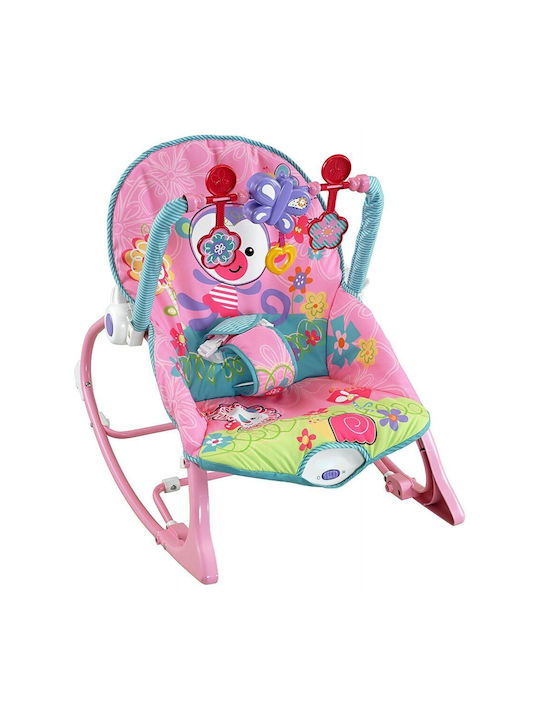 MalPlay Balansoar Electric pentru Bebeluși cu Vibrație Roz pentru Copii până la 18kg