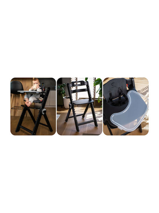 Kidnort Scaun De Masă Pliabil Cu Ramă Din Lemn Și Șezut Textil Negru