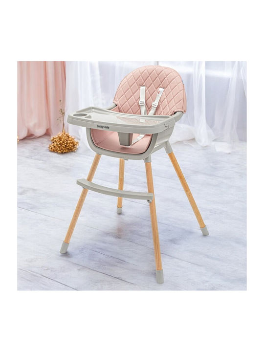 BabyMix Freya Scaun Înalt De Masă Bebe Roz